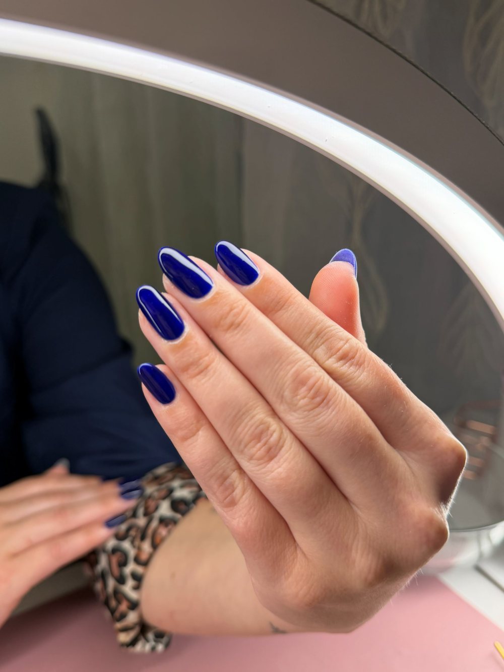 Deep blue gel manicure