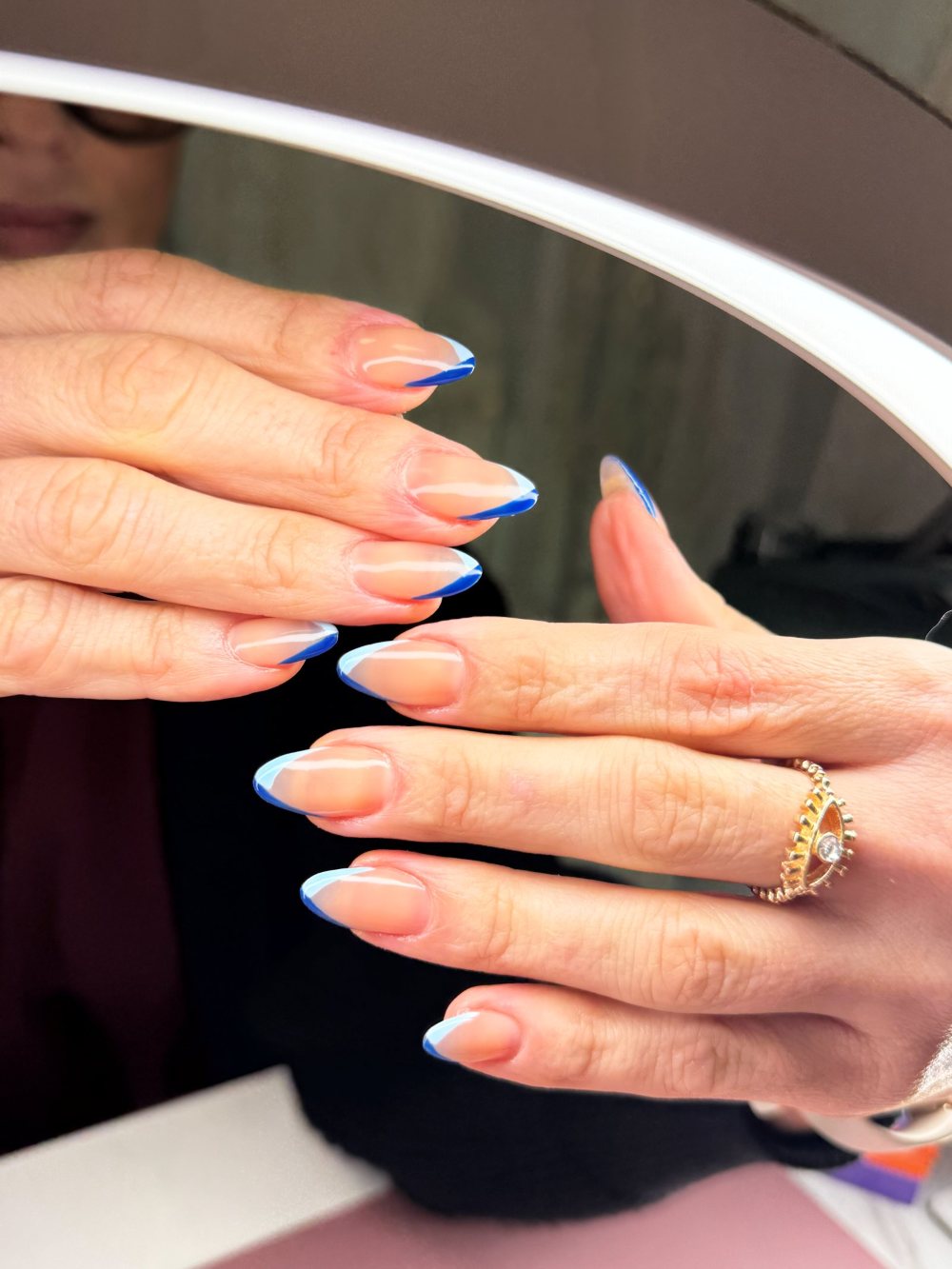Blue French tip gel nails