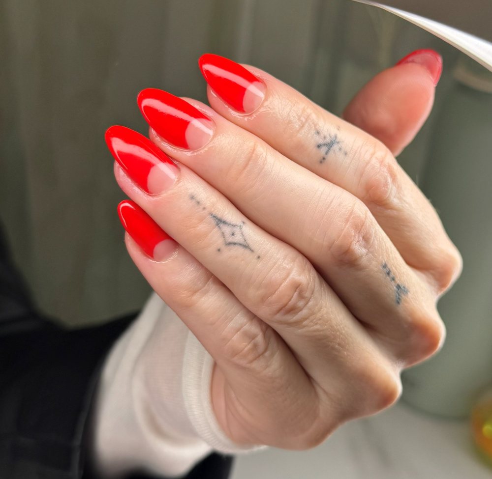 Red French tip gel nails